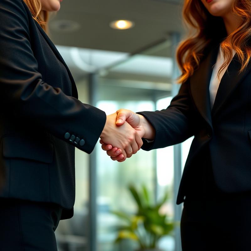 Professional handshake between two women