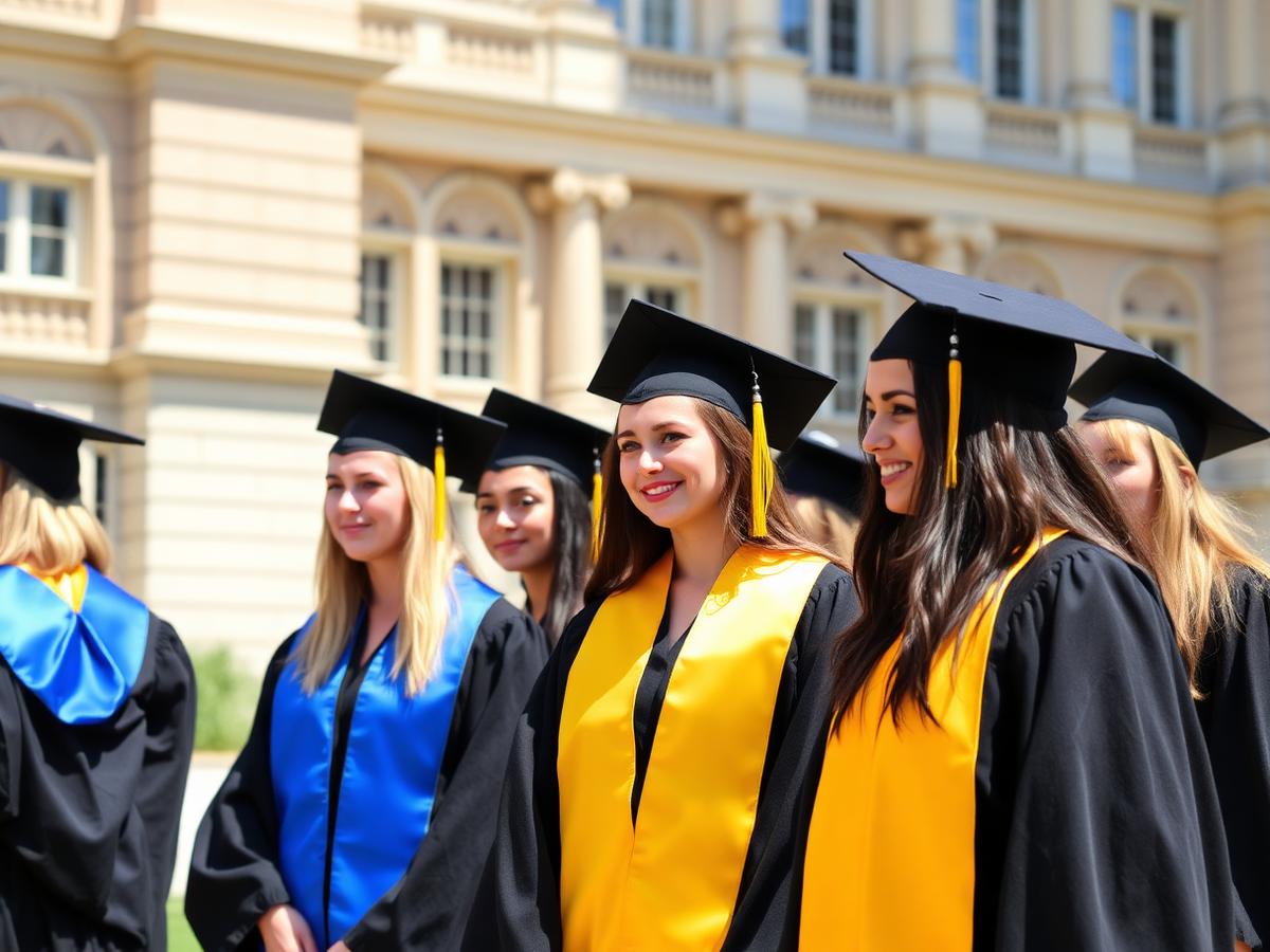 SSAMAA graduates in caps and gowns celebrating on campus